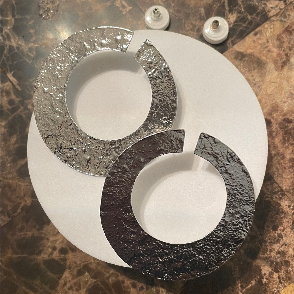 Silver Flat Statement Hoop - Picture 6 of 13